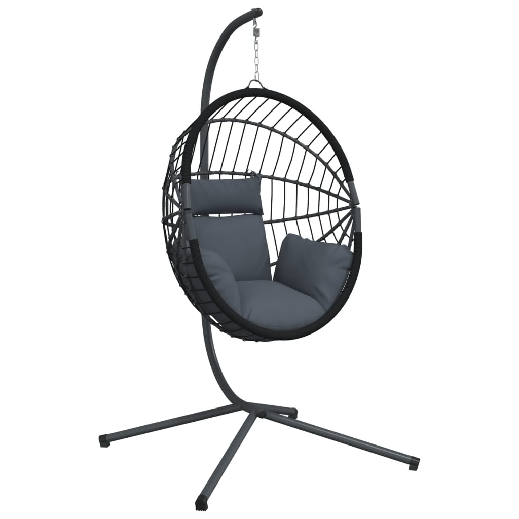 Sedia a Uovo Sospesa con Supporto Antracite Polyrattan/Acciaio | homemem39