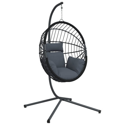 Sedia a Uovo Sospesa con Supporto Antracite Polyrattan/Acciaio | homemem39