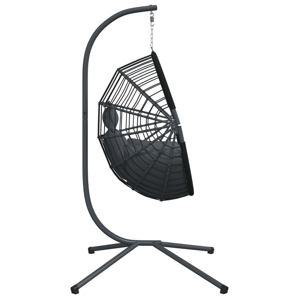 Sedia a Uovo Sospesa con Supporto Antracite Polyrattan/Acciaio | homemem39