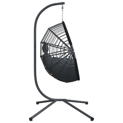 Sedia a Uovo Sospesa con Supporto Antracite Polyrattan/Acciaio | homemem39