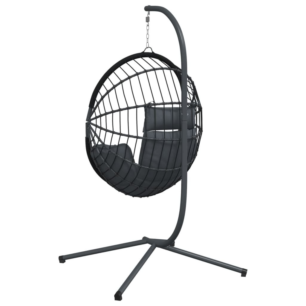 Sedia a Uovo Sospesa con Supporto Antracite Polyrattan/Acciaio - homemem39