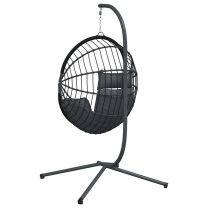 Sedia a Uovo Sospesa con Supporto Antracite Polyrattan/Acciaio - homemem39