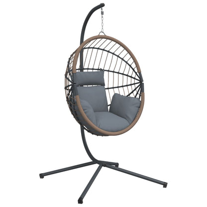 Sedia Uovo Sospesa e Supporto Grigio Chiaro Polyrattan/Acciaio | homemem39