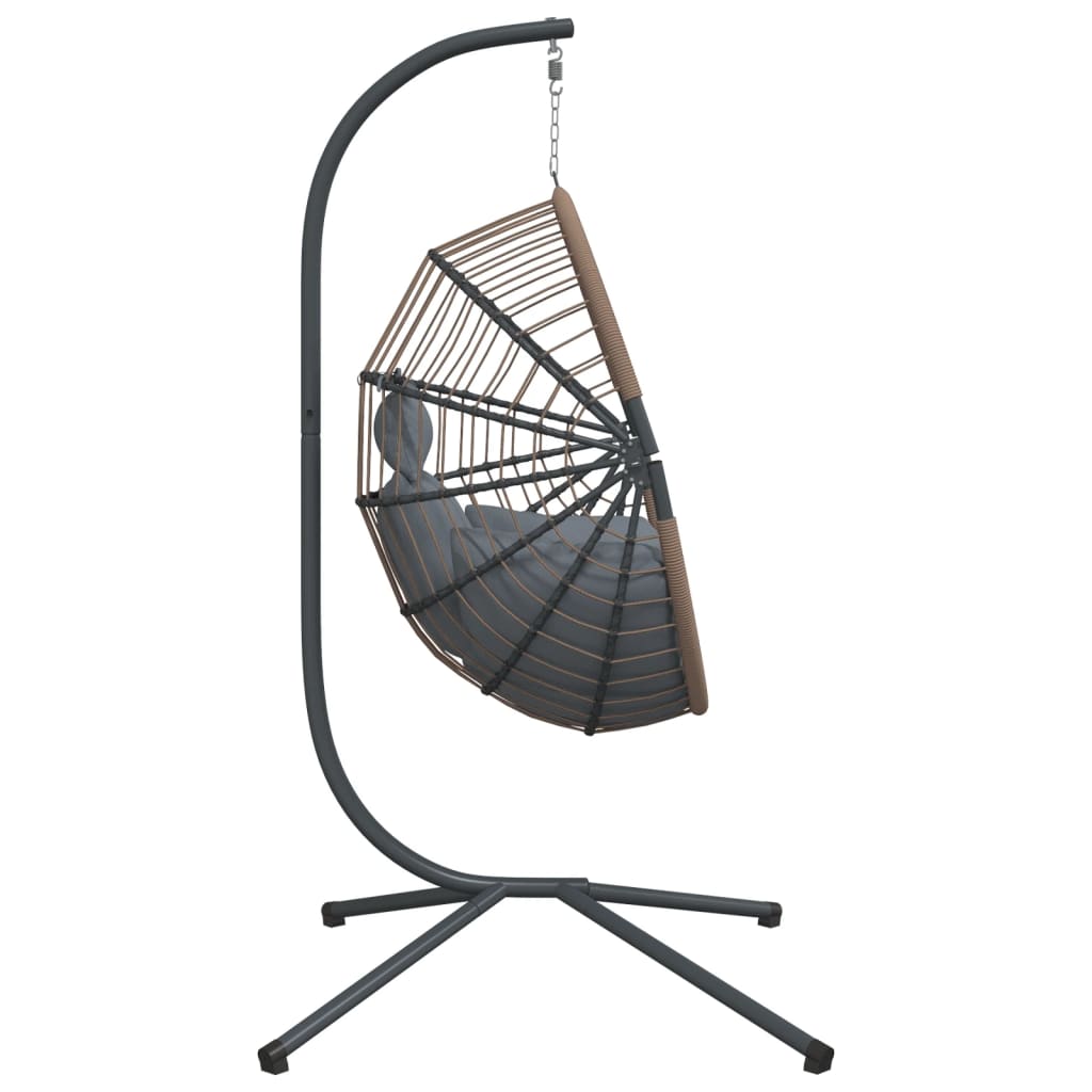Sedia Uovo Sospesa e Supporto Grigio Chiaro Polyrattan/Acciaio | homemem39