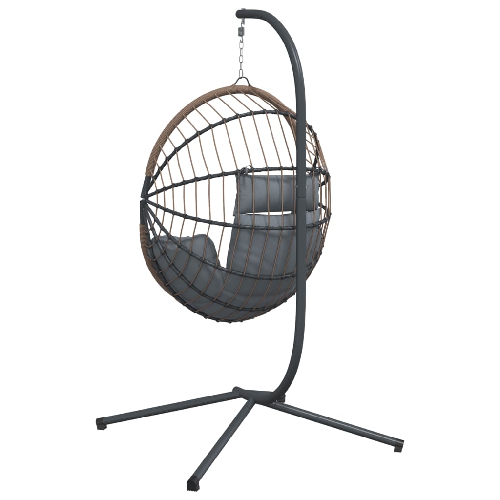 Sedia Uovo Sospesa e Supporto Grigio Chiaro Polyrattan/Acciaio | homemem39