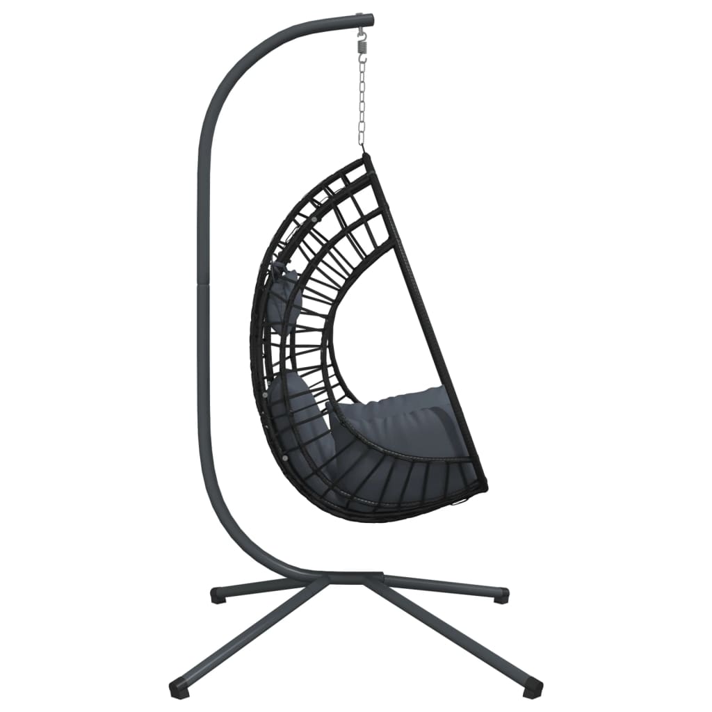 Sedia a Uovo Sospesa con Supporto Antracite Polyrattan/Acciaio | homemem39