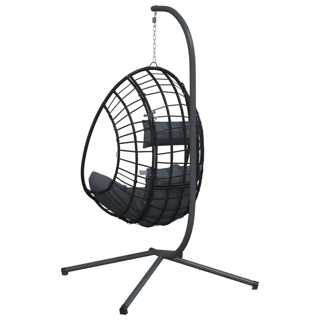 Sedia a Uovo Sospesa con Supporto Antracite Polyrattan/Acciaio | homemem39