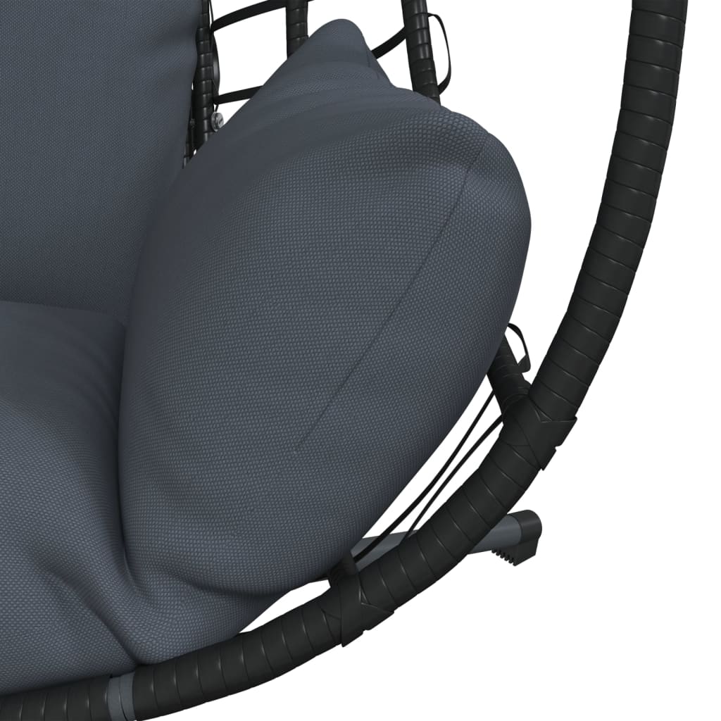 Sedia a Uovo Sospesa con Supporto Antracite Polyrattan/Acciaio | homemem39