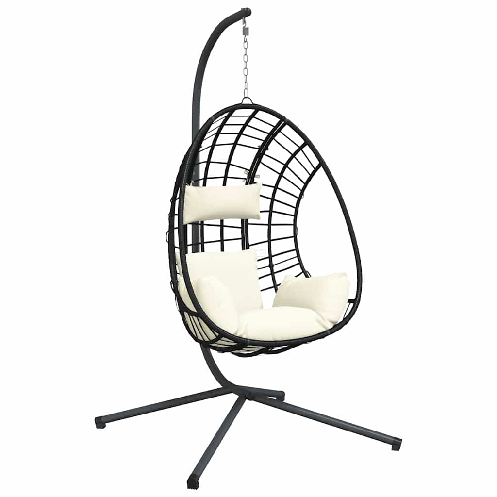 Sedia a Uovo Sospesa con Supporto Beige in Polyrattan e Acciaio | homemem39