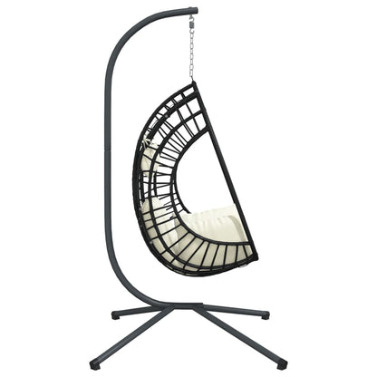 Sedia a Uovo Sospesa con Supporto Beige in Polyrattan e Acciaio | homemem39