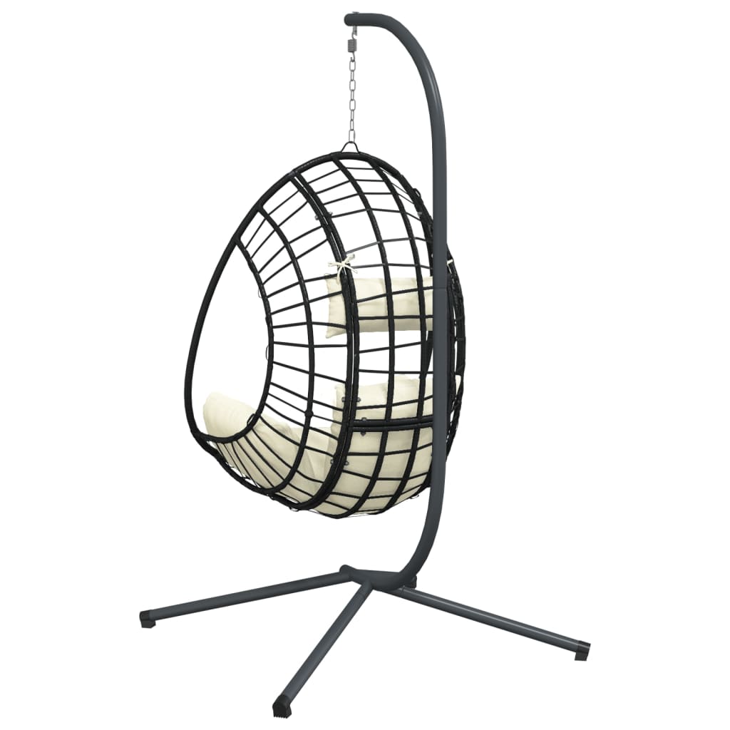 Sedia a Uovo Sospesa con Supporto Beige in Polyrattan e Acciaio | homemem39