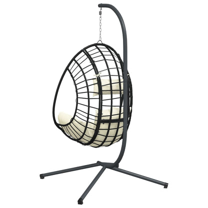 Sedia a Uovo Sospesa con Supporto Beige in Polyrattan e Acciaio | homemem39