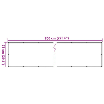 Anthrazitfarbener Balkonschirm 700x75 cm aus PVC