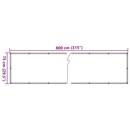 Paravento da Balcone Antracite 800x75 cm in PVC