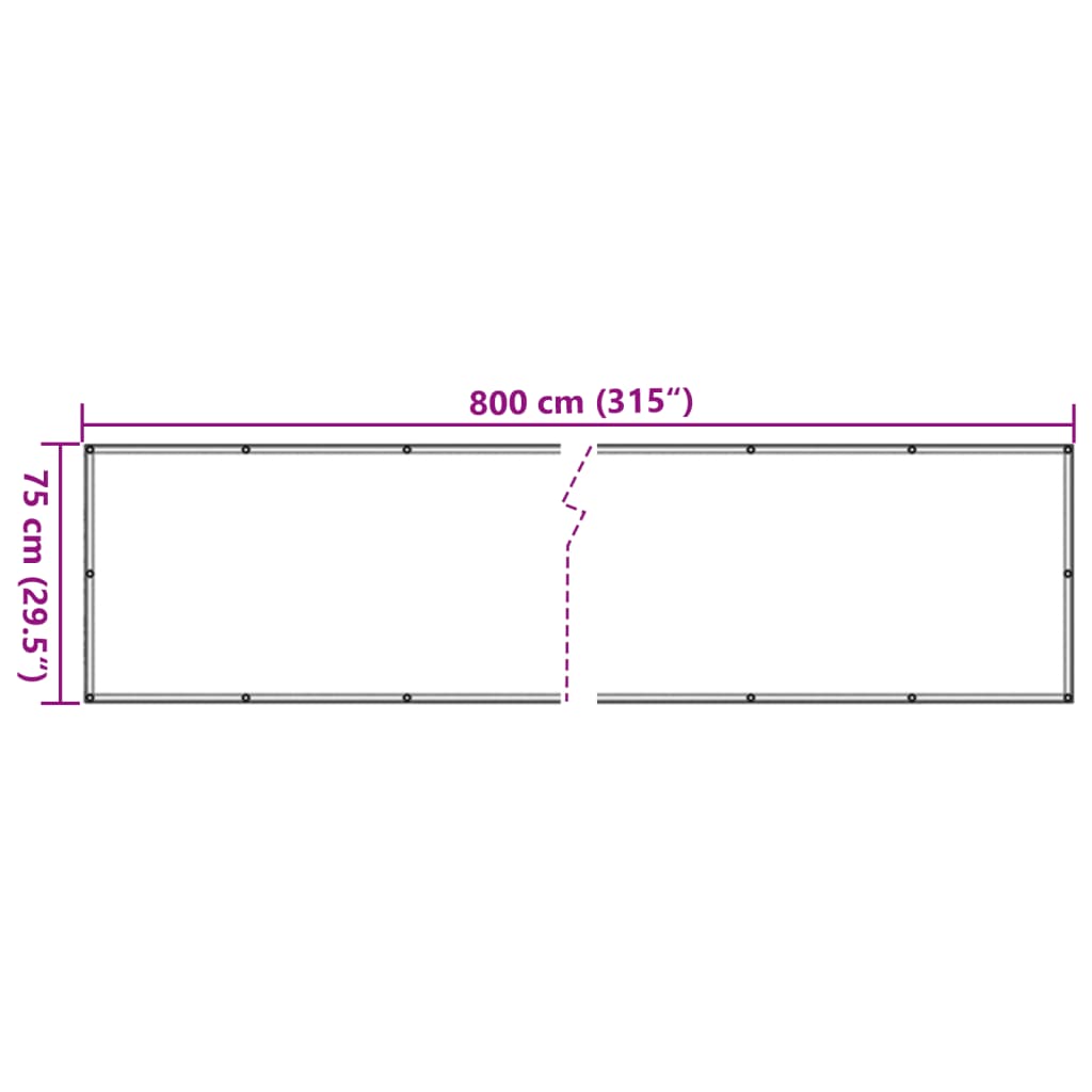 Weißer Balkonschirm 800x75 cm aus PVC