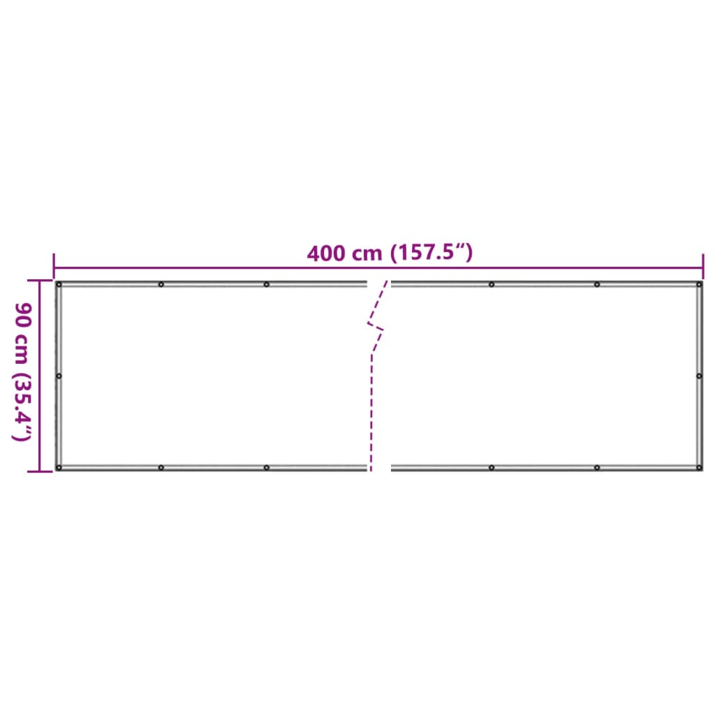 Anthrazitfarbener Balkonschirm 400x90 cm aus PVC