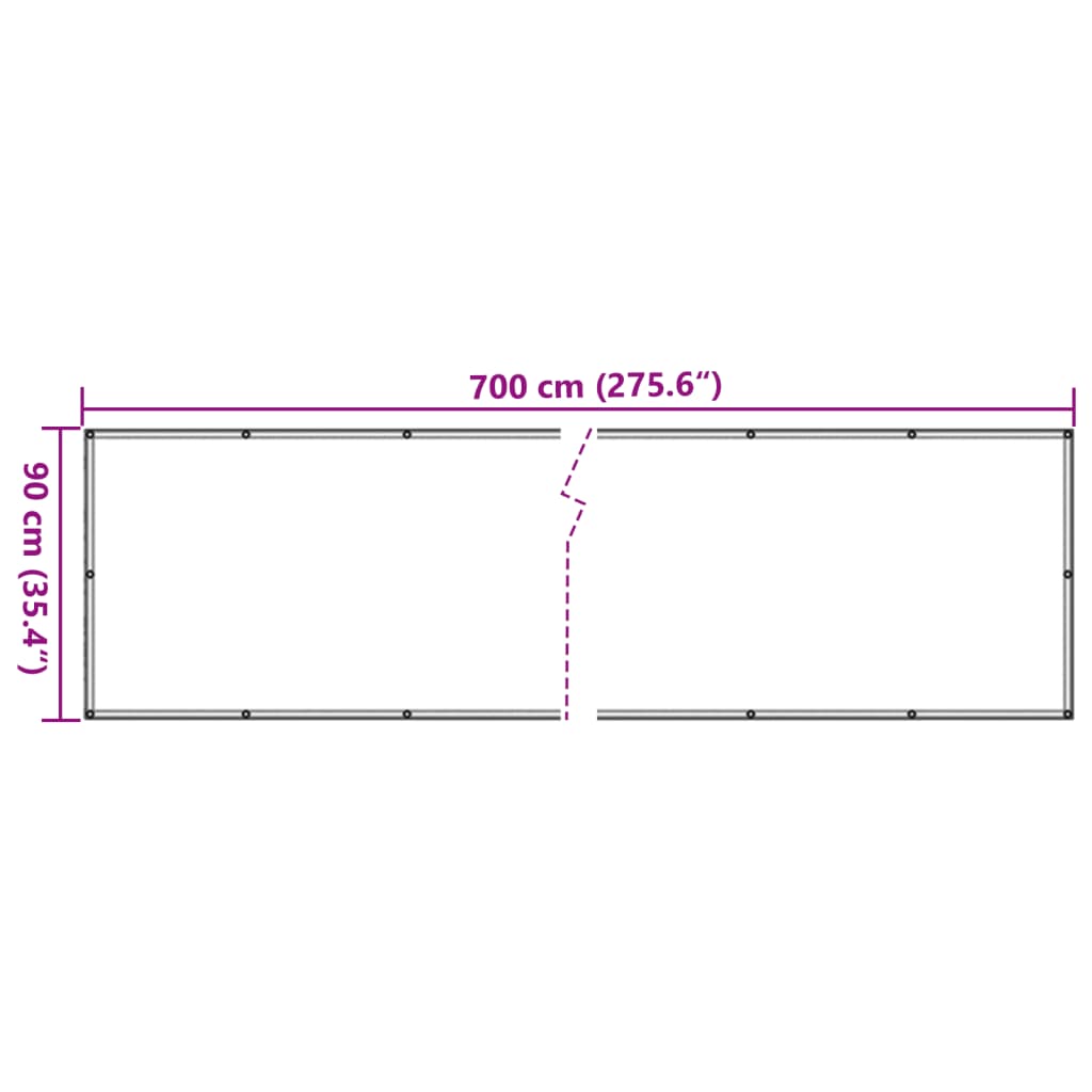 Grauer Balkonschirm 700x90 cm aus PVC