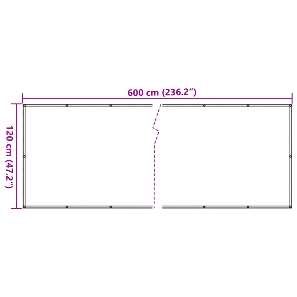 Grauer Balkonschirm 600x120 cm aus PVC