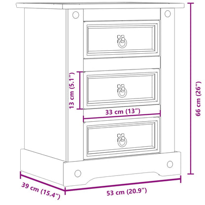 Comodino Corona 53x39x66 cm in Legno Massello di Pino