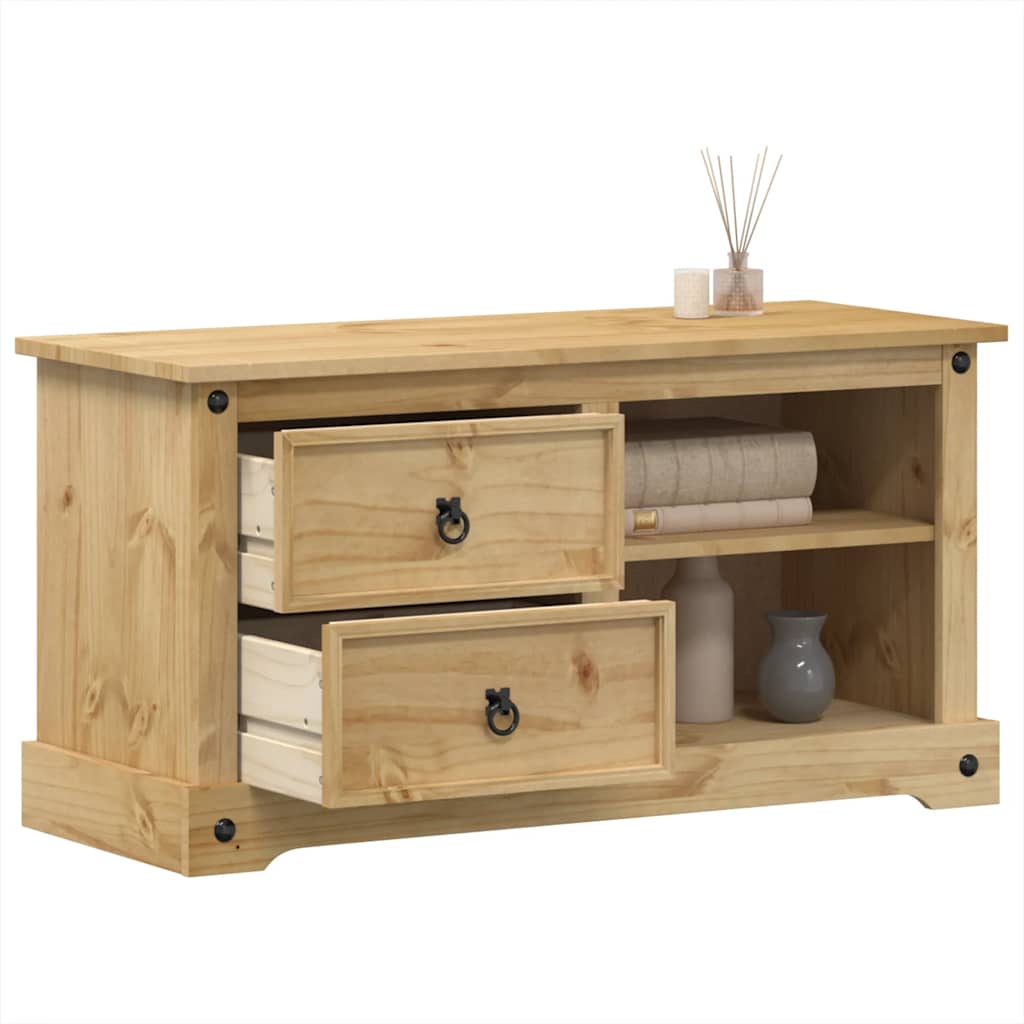 Mobile Porta TV Corona 100x40x52 cm in Legno Massello di Pino - homemem39