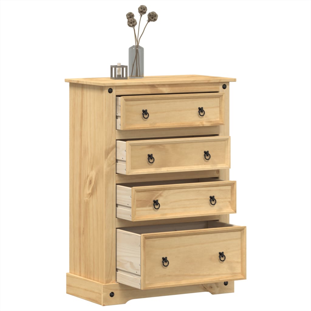 Cassettiera Corona 80x43x114 cm in Legno Massello di Pino - homemem39