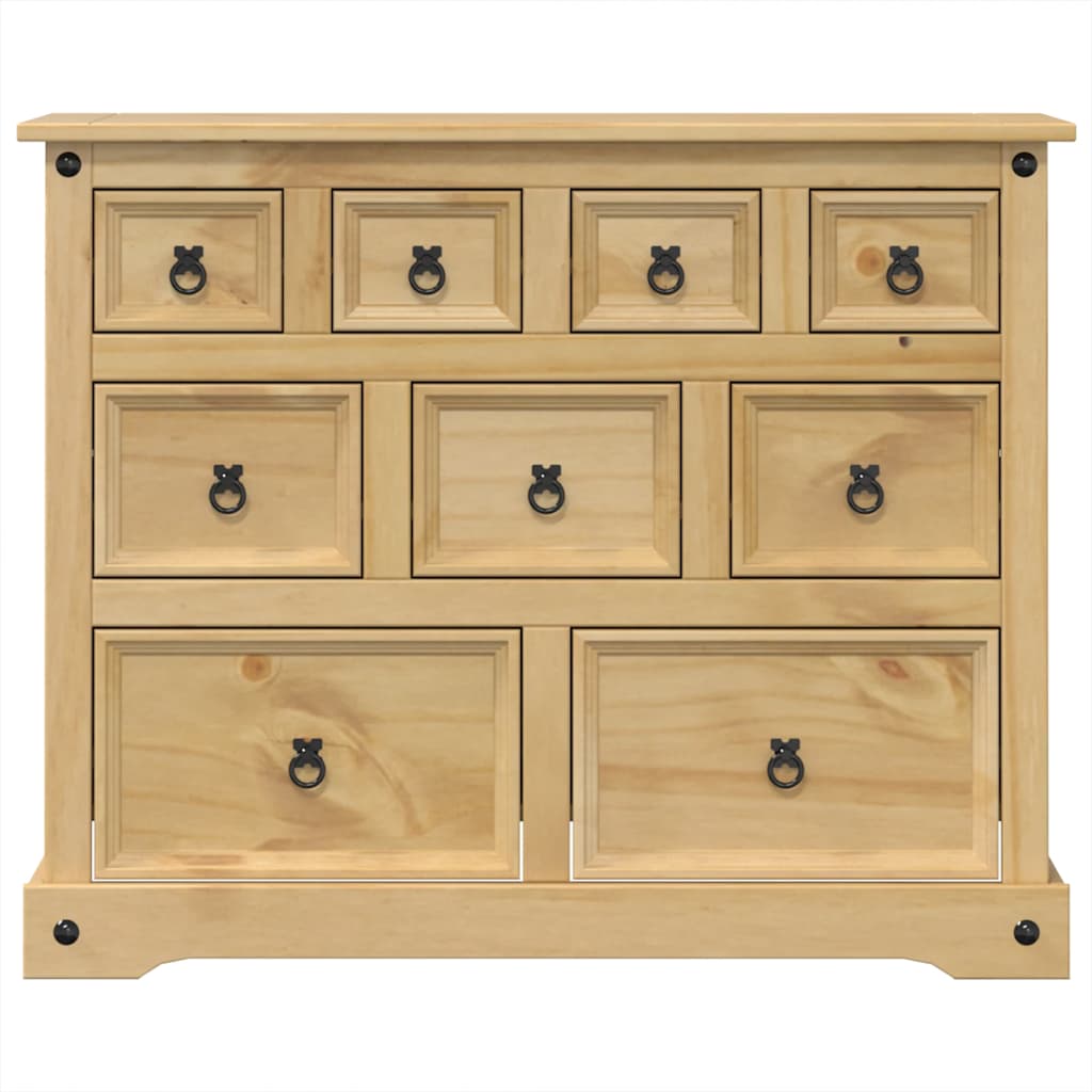 Cassettiera Corona 101x45x82 cm in Legno Massello di Pino