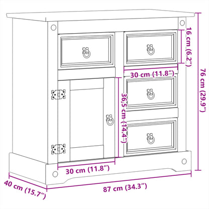 Credenza Corona 87x40x76 cm in Legno Massello di Pino - homemem39