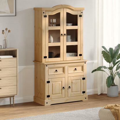 Corona display cabinet 100x48.5x179 cm in solid pine wood