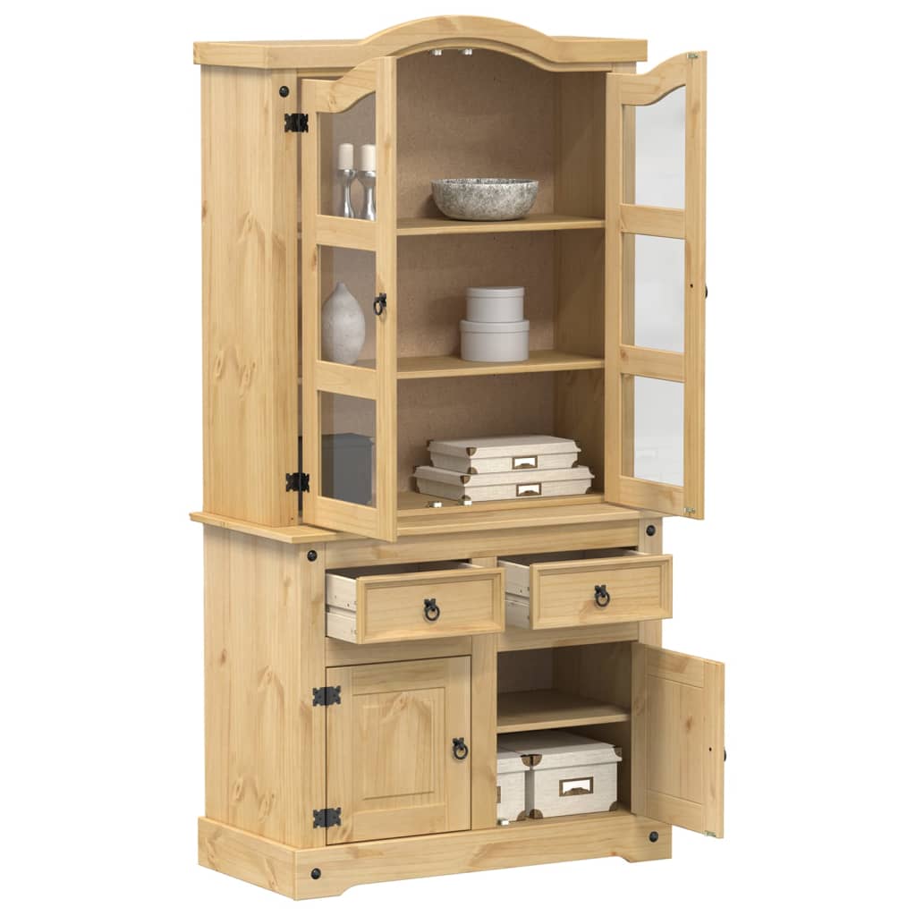 Corona display cabinet 100x48.5x179 cm in solid pine wood