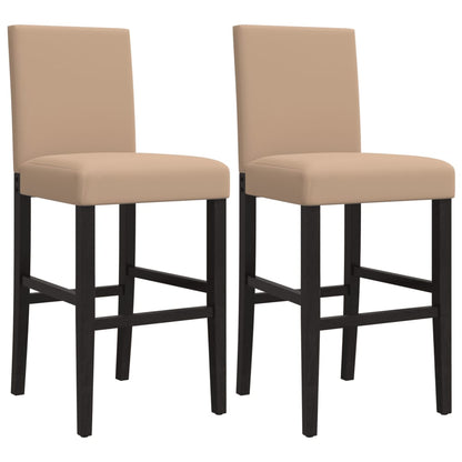 2 pcs Bar Chairs in Solid Hevea Wood and Imitation Leather