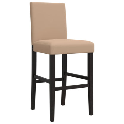 2 pcs Bar Chairs in Solid Hevea Wood and Imitation Leather