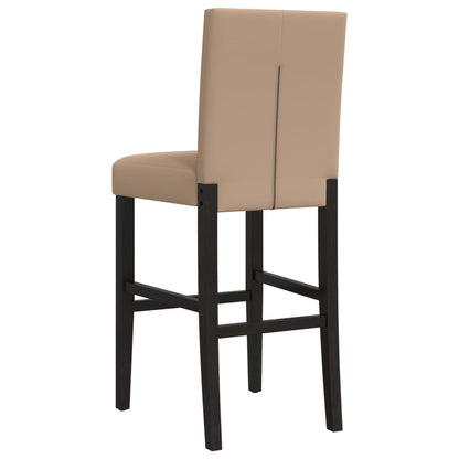 2 pcs Bar Chairs in Solid Hevea Wood and Imitation Leather