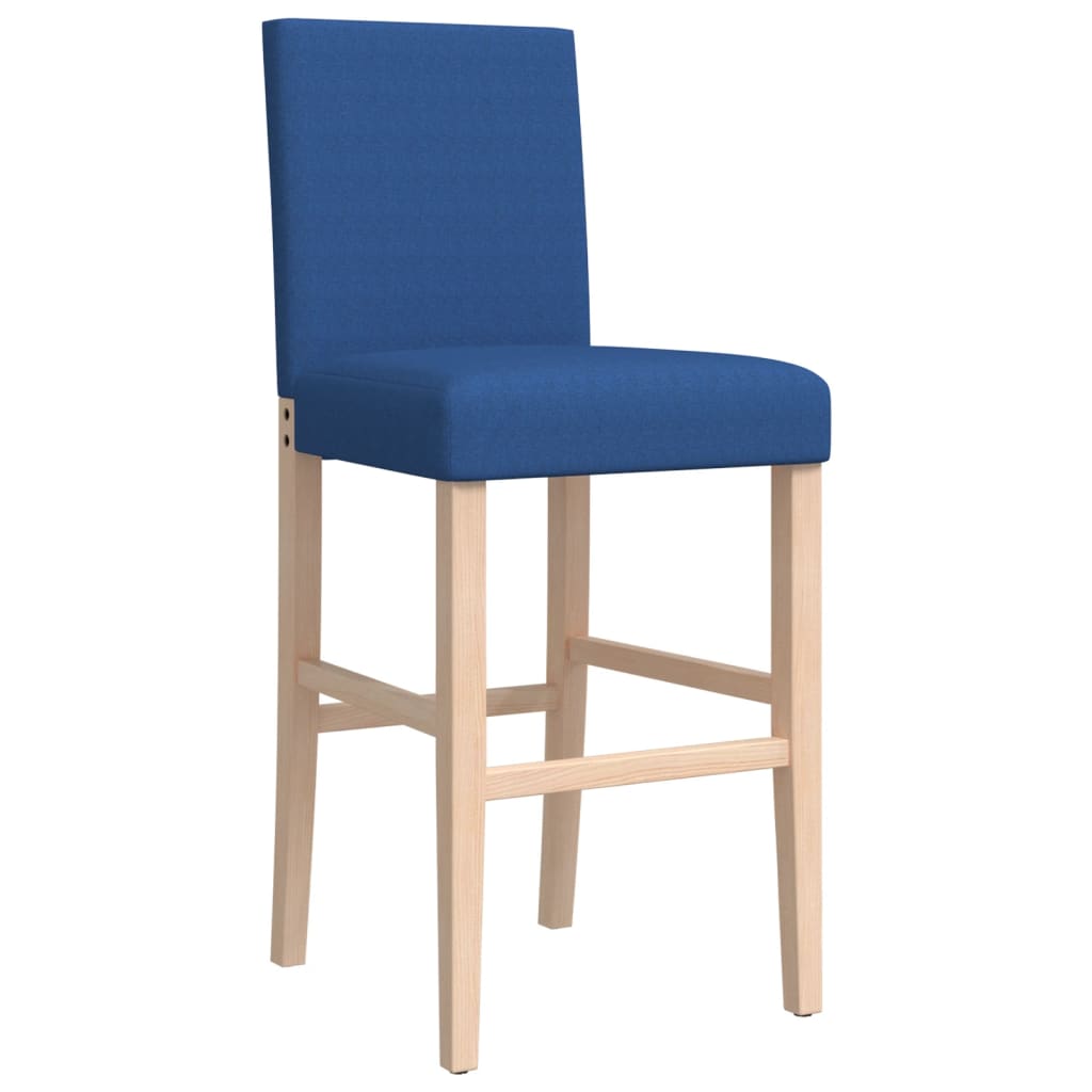 Bar Chairs 2 pcs in Solid Hevea Wood and Fabric