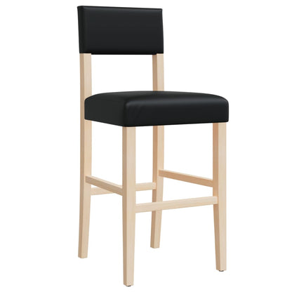 2 pcs Bar Chairs in Solid Hevea Wood and Imitation Leather