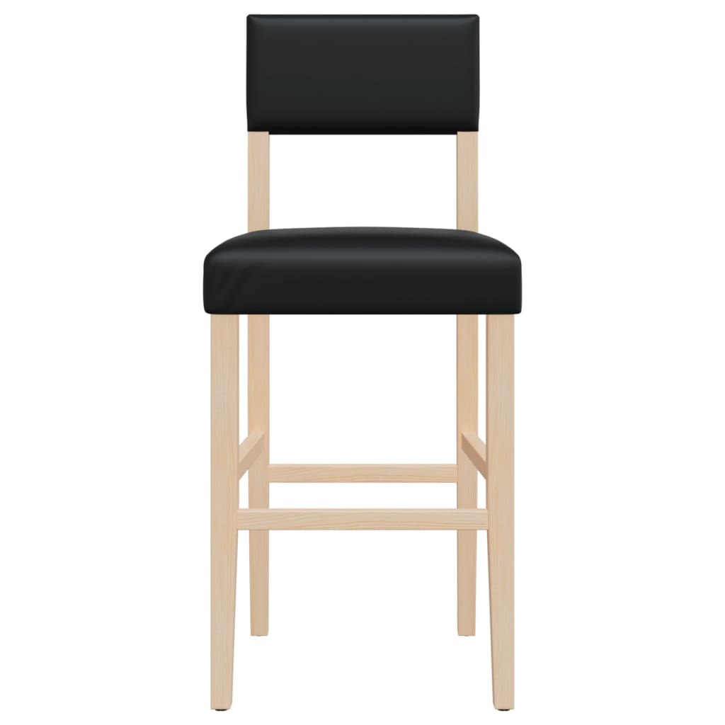 2 pcs Bar Chairs in Solid Hevea Wood and Imitation Leather