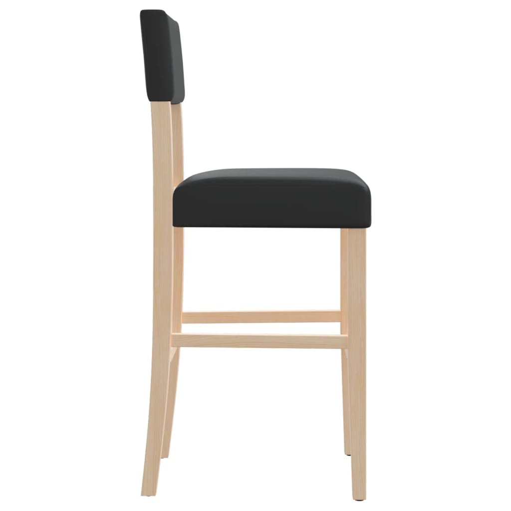 2 pcs Bar Chairs in Solid Hevea Wood and Imitation Leather