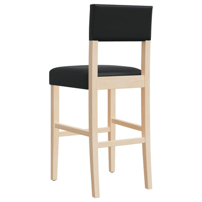 2 pcs Bar Chairs in Solid Hevea Wood and Imitation Leather