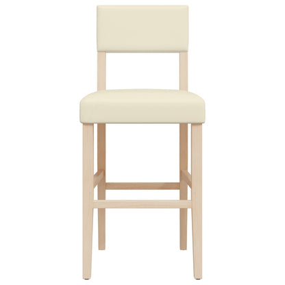 2 pcs Bar Chairs in Solid Hevea Wood and Imitation Leather