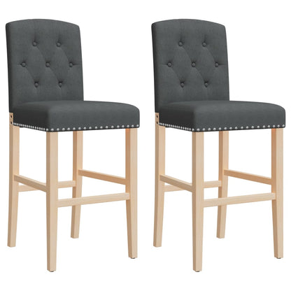 Bar Chairs 2 pcs in Solid Hevea Wood and Fabric