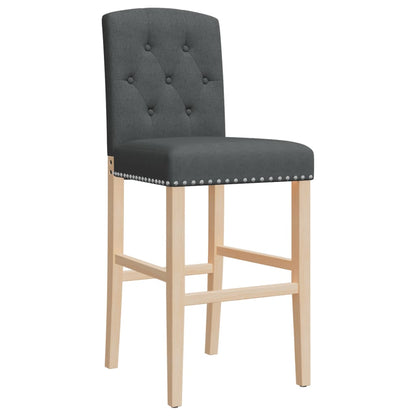 Bar Chairs 2 pcs in Solid Hevea Wood and Fabric