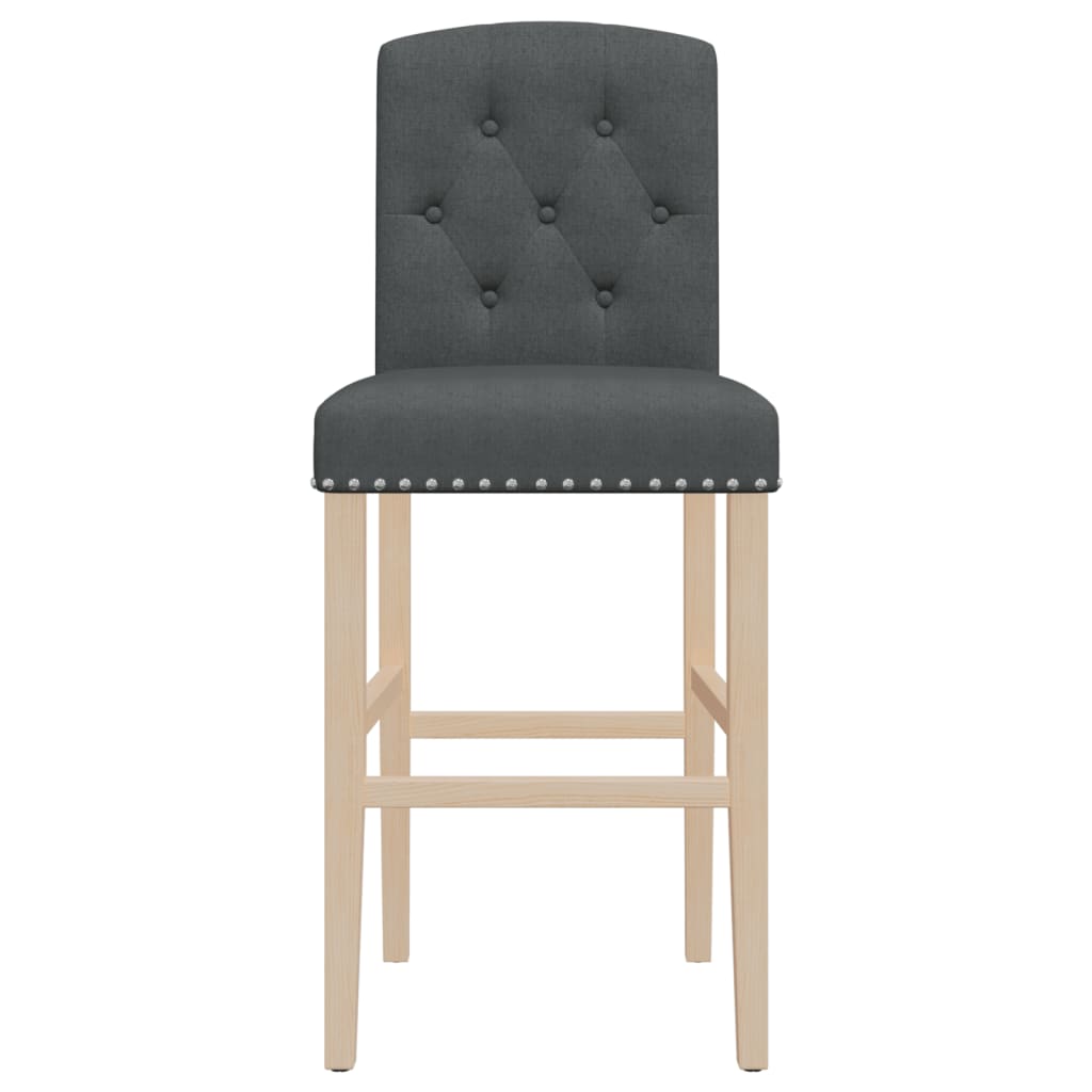 Bar Chairs 2 pcs in Solid Hevea Wood and Fabric