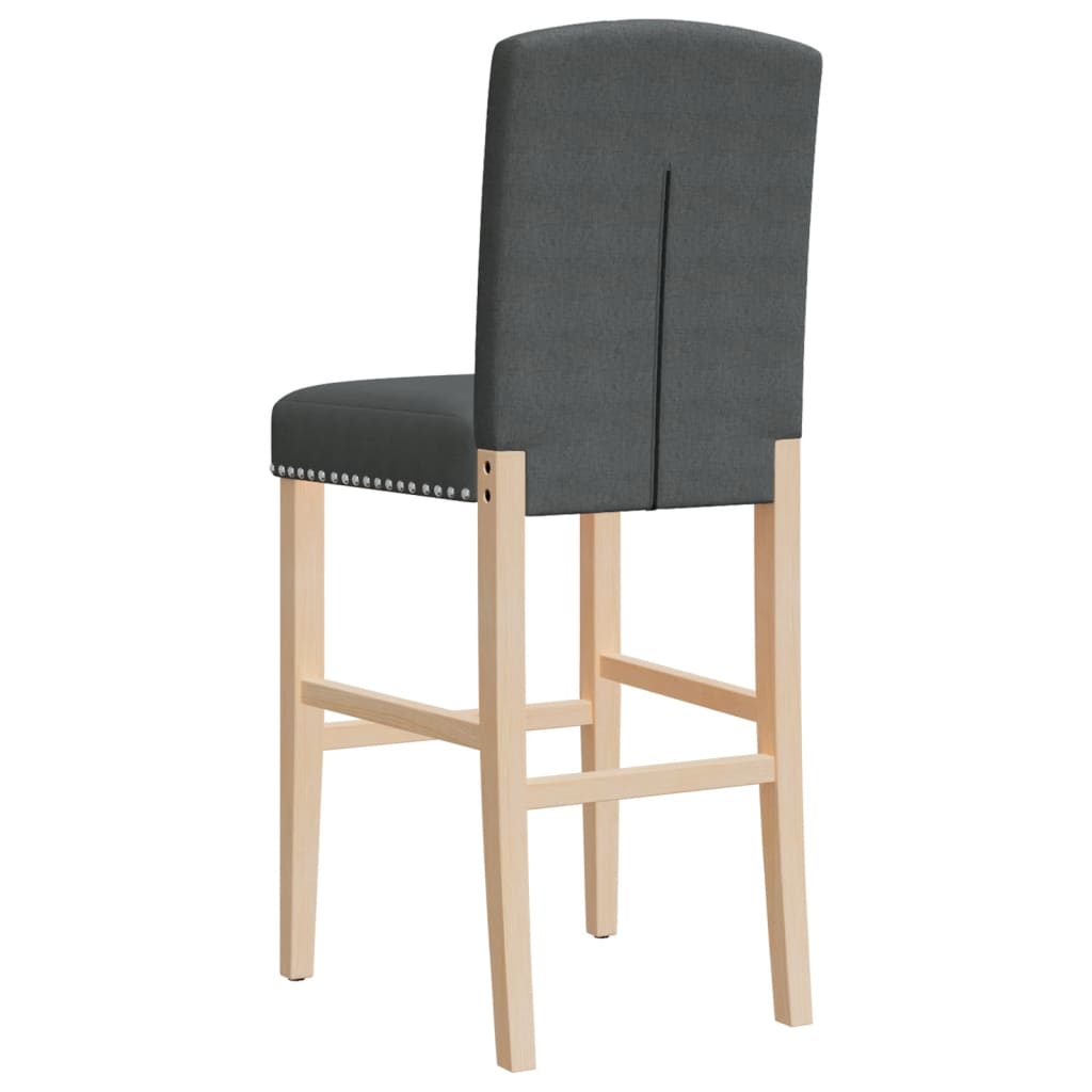 Bar Chairs 2 pcs in Solid Hevea Wood and Fabric