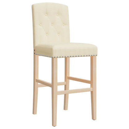 Bar Chairs 2 pcs in Solid Hevea Wood and Fabric