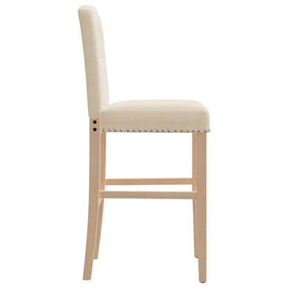 Bar Chairs 2 pcs in Solid Hevea Wood and Fabric