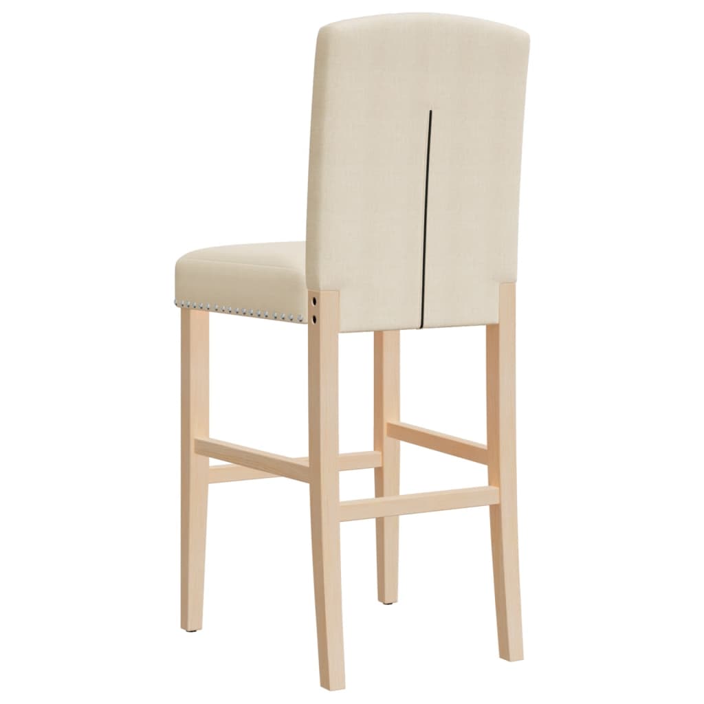 Bar Chairs 2 pcs in Solid Hevea Wood and Fabric