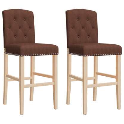 Bar Chairs 2 pcs in Solid Hevea Wood and Fabric