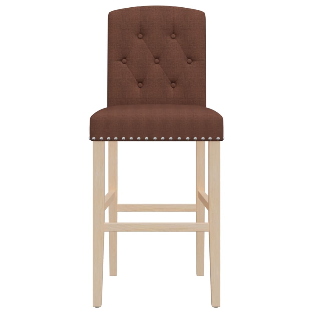 Bar Chairs 2 pcs in Solid Hevea Wood and Fabric