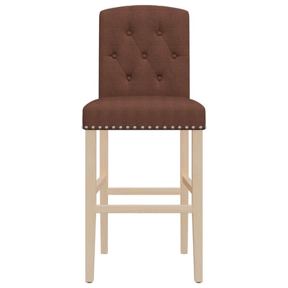 Bar Chairs 2 pcs in Solid Hevea Wood and Fabric