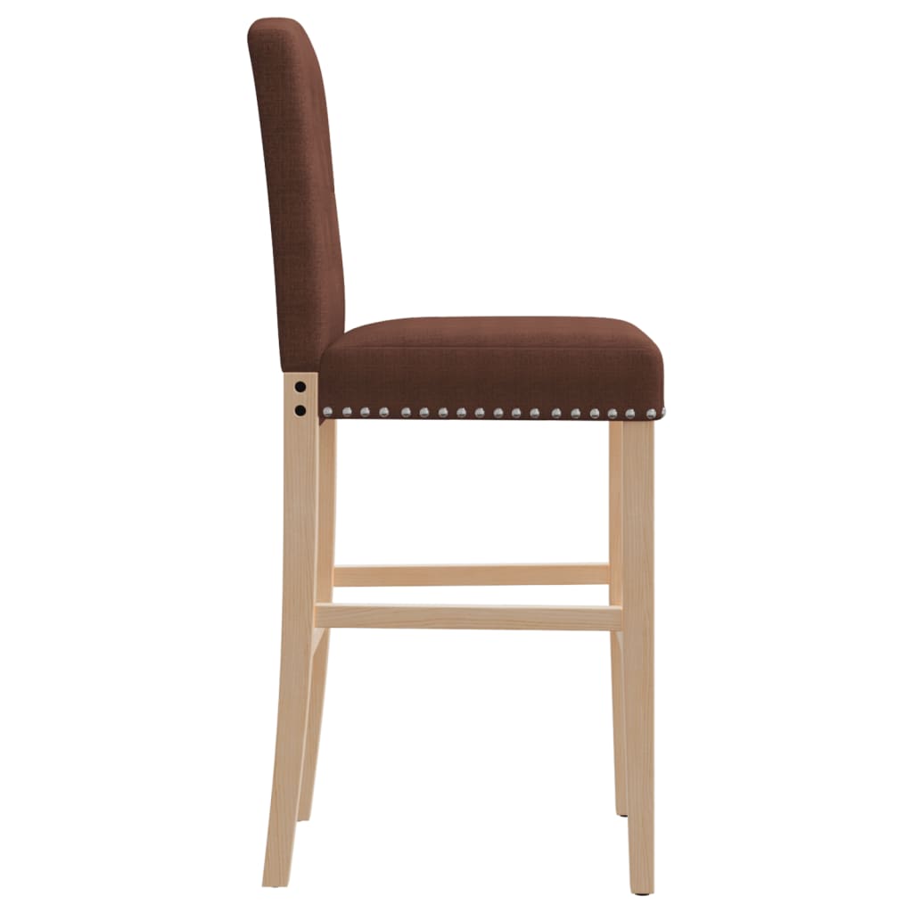 Bar Chairs 2 pcs in Solid Hevea Wood and Fabric