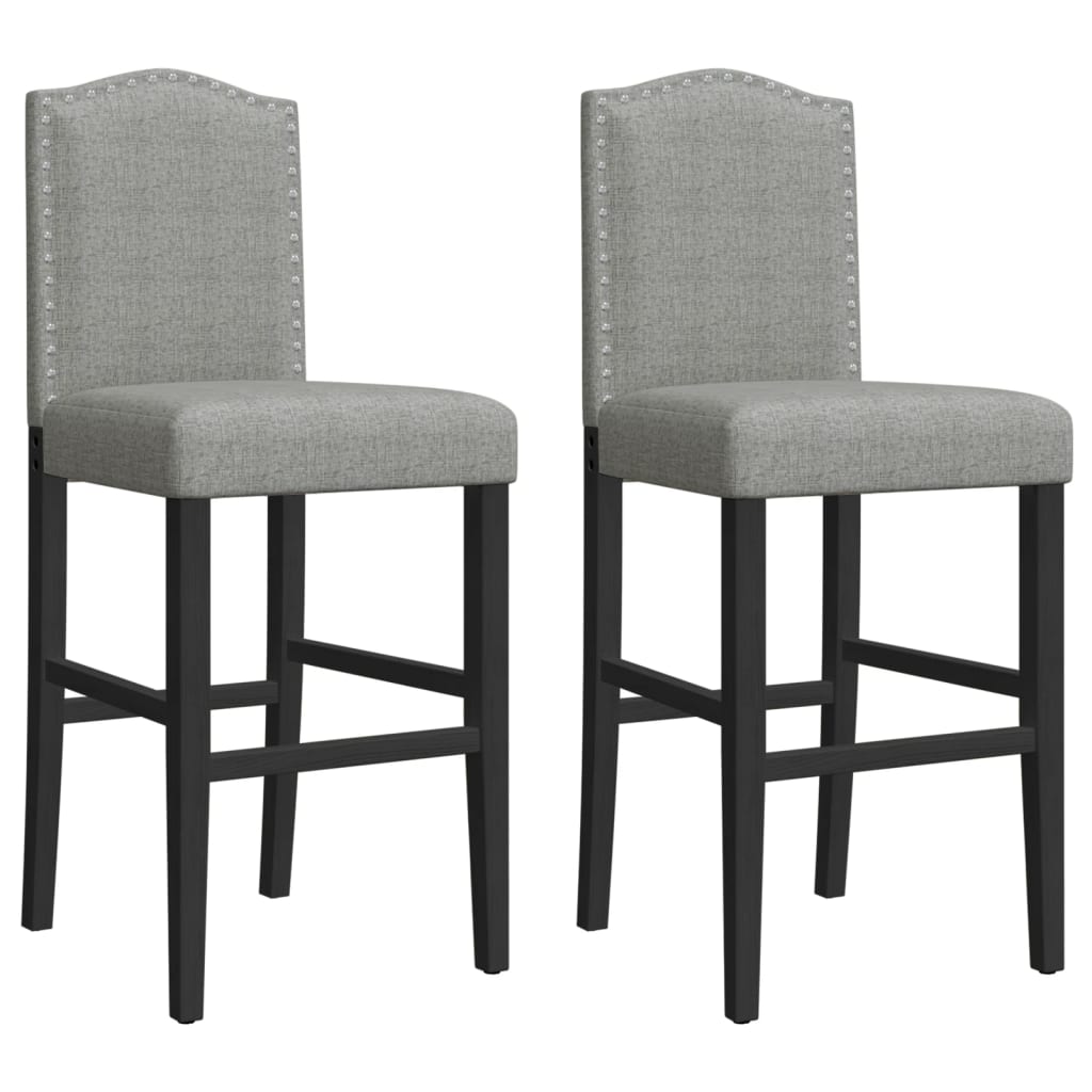 Bar Chairs 2 pcs in Solid Hevea Wood and Fabric